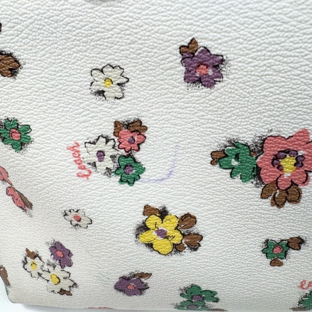 Coach Gallery Tote With Spaced Floral Field Print Chalk CA618 - Picture 8 of 12